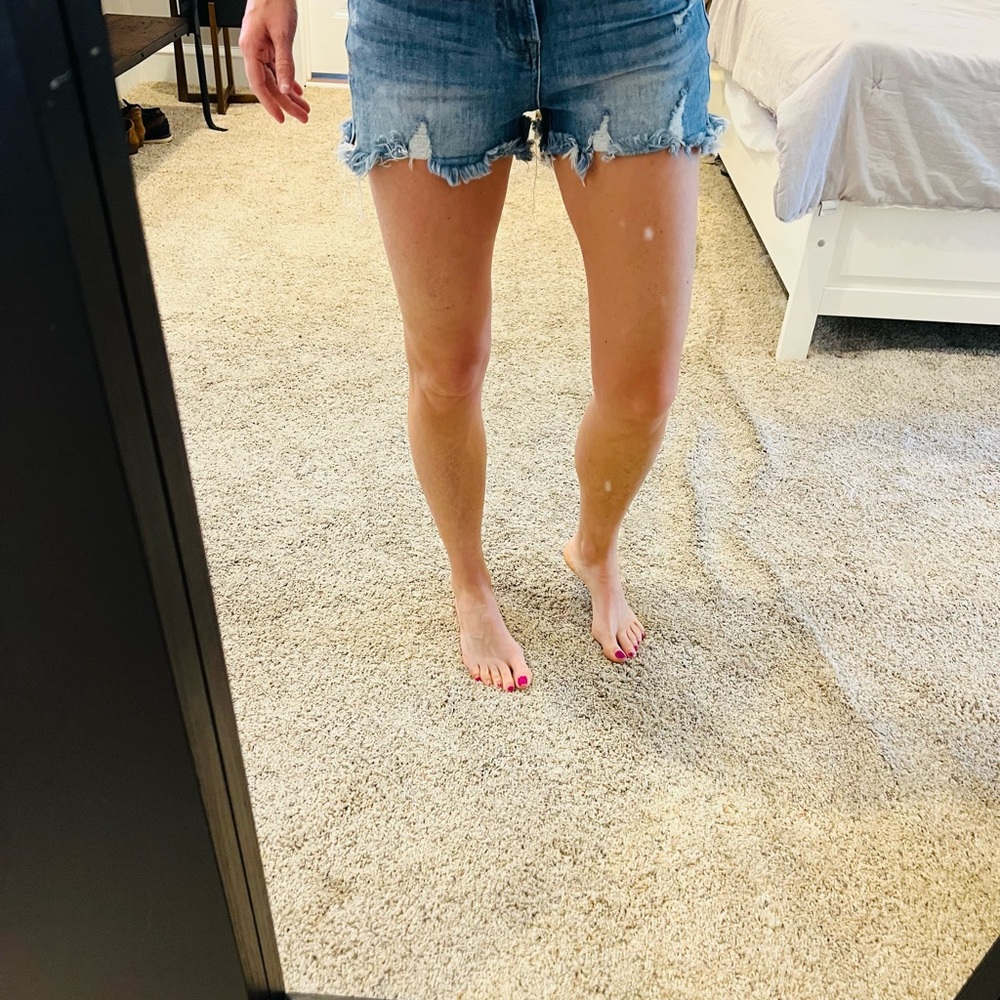Classic Light Blue Distressed Denim Jean Shorts